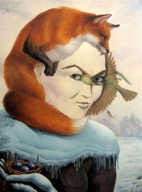 The fox 60x80cm, oil painting, surrealistic artwork (2013) Oil painting by Artush Voskanyan ...