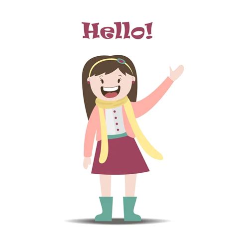 Girl says hello , little girl waving , vector graphics — Stock Vector © irkast #100346832