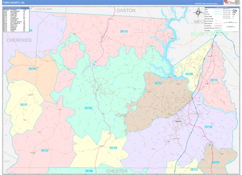 York County, SC Wall Map Color Cast Style by MarketMAPS - MapSales