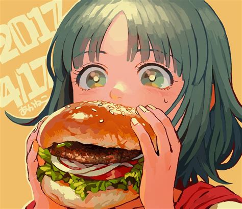 redakanekocat anime girl eating burger : ImaginarySliceOfLife Ästhetischer Anime, Art Anime ...