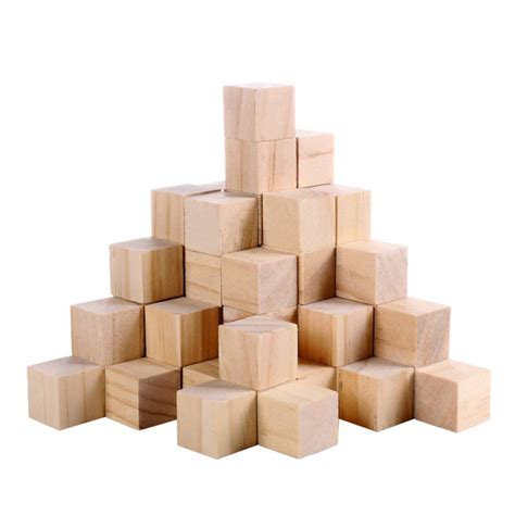 Buy Supla 120pcs 1 inch Natural Solid Cube Wooden Unfinished Craft Wood ...