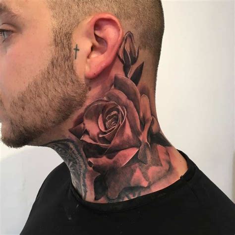 Stunning Tattoo Roses Adorning The Neck