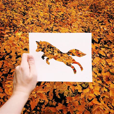 Artist Completes His Paper Cutouts Using Nature