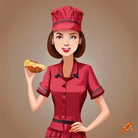 Smiling fast food worker in uniform on Craiyon