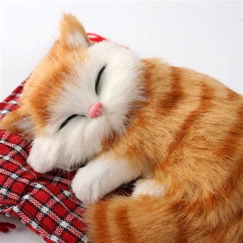 6 Colors Cute Kitten Toys Simulation Animal Dolls Sleeping Cats Doll Kids Toy Birthday Gift For ...