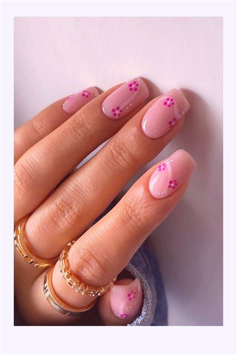 Most Beautiful Pink Flower Short Nail Designs For Summer | My XXX Hot Girl