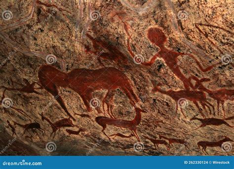 Closeup Shot of Bushman Paintings on a Rock in the Mountains of Namibia Stock Photo - Image of ...