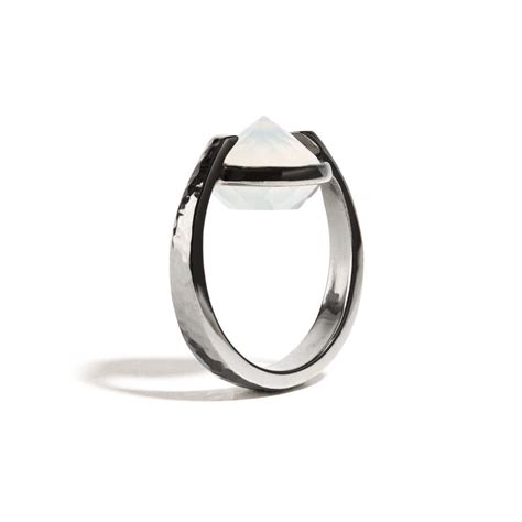 12MM White Onyx - Hammered Gunmetal Round Ring | Gunmetal ring ...