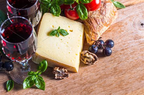 Cheese with red wine | High-Quality Food Images ~ Creative Market