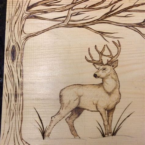 Almost done! #Pyrography #deer tree #buck #woodburning | Wood burning stencils, Wood burning ...