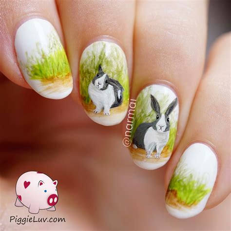 PiggieLuv: Freehand Dutch rabbit nail art