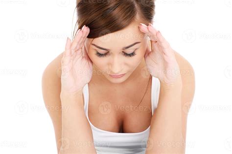 Woman with migraine 16747447 Stock Photo at Vecteezy