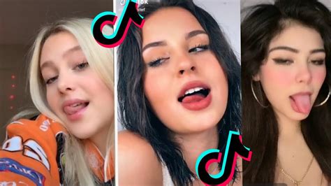 Hot tiktok girls talent, Tongue challenge. - YouTube