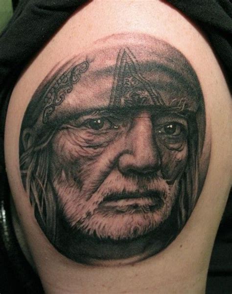 Willie Nelson Tattoo by Bob Tyrrell | skin | Pinterest | Portrait tattoo, Creative portraits ...