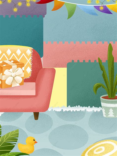 Lovely Painted Home Sofa Background Design, Interior Illustration, General Background, Home Life ...