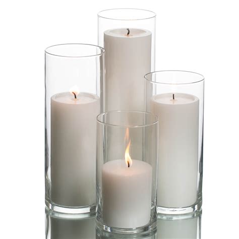 Richland Pillar White Candles & Eastland Cylinder Holders Set of 4 ...