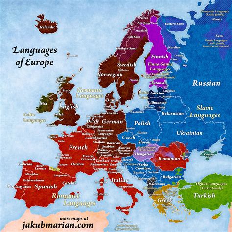 Map of languages and language families of Europe