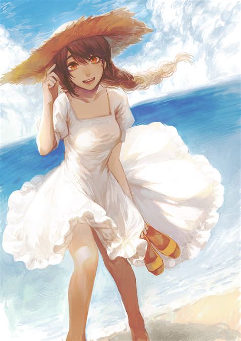 Very beautiful drawing: The girl on the beach [by... (20 Jul 2017)｜Random Anime Arts [rARTs ...