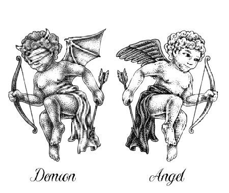 Demon and Angel Tattoo Ideas | Cupid tattoo, Creepy tattoos, Cherub tattoo