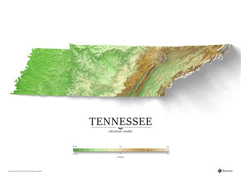 Tennessee Elevation Map with Exaggerated Shaded Relief : r/Tennessee