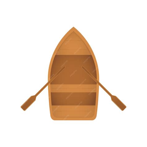 Premium Vector | Wooden boat top view vector illustration isolated on white background