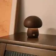 Led Creative Mushroom Table Lamp Wood Desk Lamp Bedroom - Temu