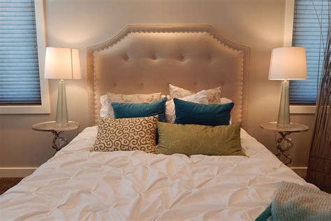 bedroom with lamps, various, bed, bedroom, home, house, interior, interiors, pillows, furniture ...