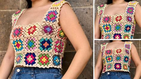 Crochet granny squares summer top free pattern – Artofit