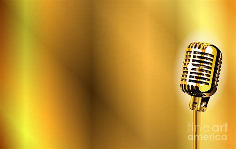 Gold Stage Microphone Background Digital Art by Bigalbaloo Stock - Pixels