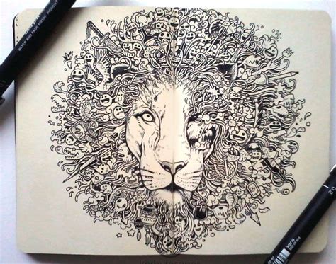 Lion Drawing Doodle Art - WICOMAIL