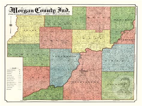 Morgan County Indiana Vintage Map From 1909 Old County Map | Etsy