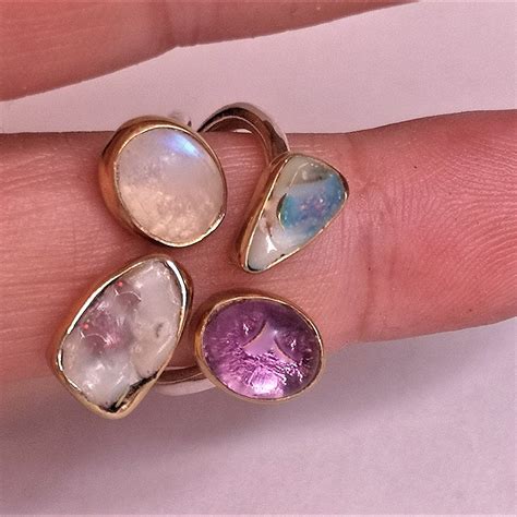 Opal Amethyst and Moonstone Ring Handmade Sterling Silver and - Etsy