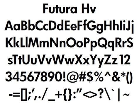 Font Alphabet Styles: Futura Hv