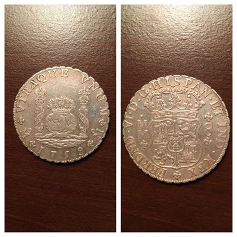 Grading estimate on this 1759 colonial Spanish silver royal arms coin : coins