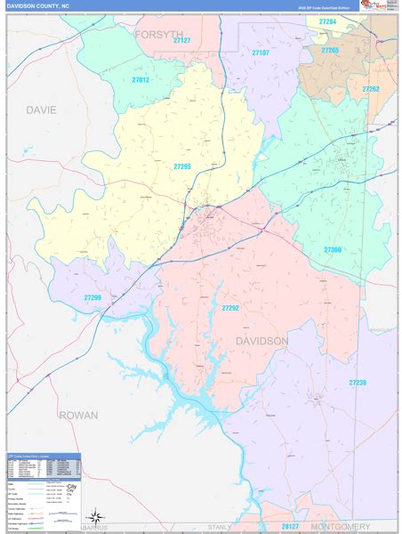 Davidson County, NC Wall Map Color Cast Style by MarketMAPS - MapSales