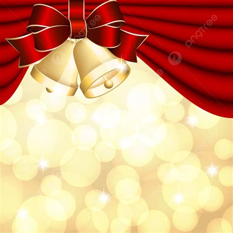 Gold Bell And Red Curtain Christmas Backdrop Eve Gold Wallpaper Vector, Eve, Gold, Wallpaper PNG ...