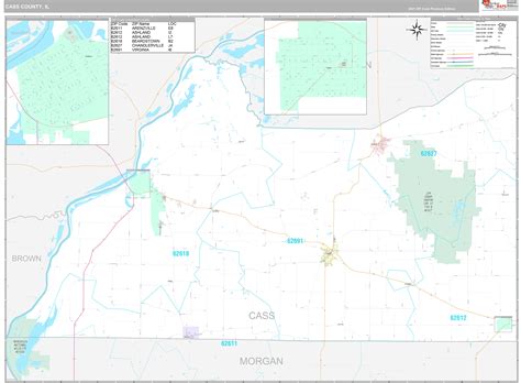 Cass County, IL Wall Map Premium Style by MarketMAPS