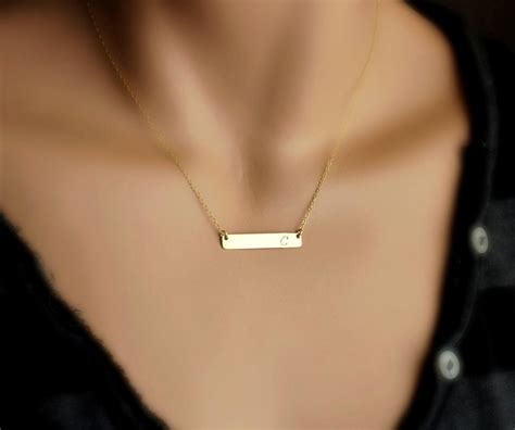 Amazon.com: Personalized Gold Bar Necklace, Name Plate Necklace ...