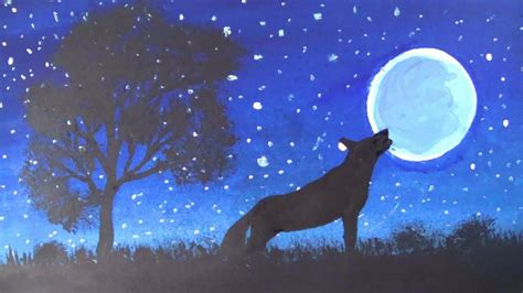 Moonlight Easy Night Scenery Drawing Painting - img-berry