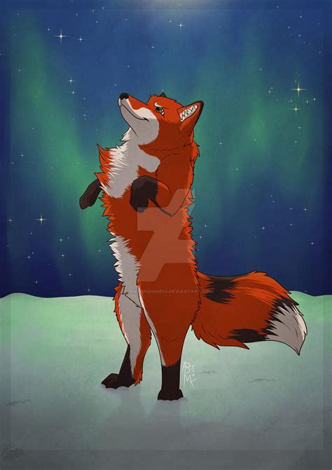 Fox under northern light by DarkSunshine92 on DeviantArt