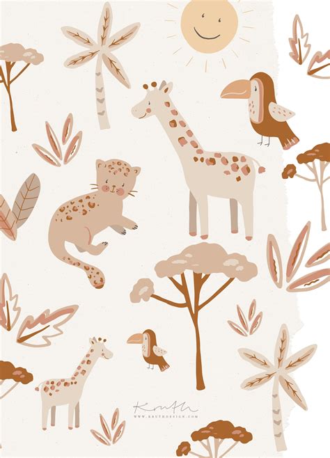 Safari Pattern, Whale Pattern, Giraffe Illustration, Cute Illustration, Animal Print Nursery ...