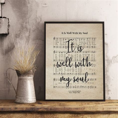 It Is Well With My Soul - Vintage Hymn Wall Art Print Biblical Sheet Music Print Poster Wall Art ...