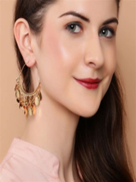 Buy TOKYO TALKIES X Rubans FASHION ACCESSORIES Gold Plated Classic Hoop Earrings - Earrings for ...