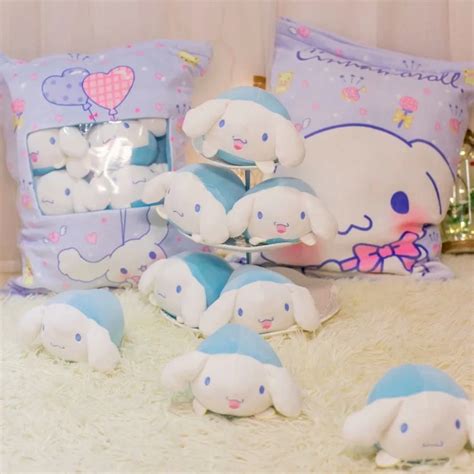 A Bag Of Cinnamoroll Plush 8 pcs Japanese Animation Pink Blue Soft Stuffed Pillow Corner Bio ...