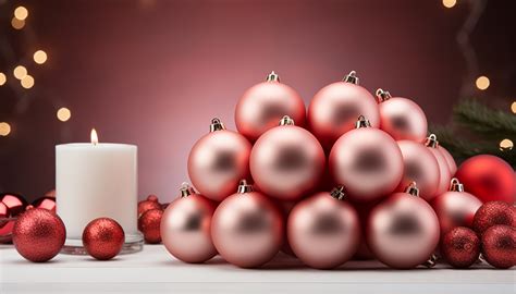 Photos New year Pink color Balls Candles