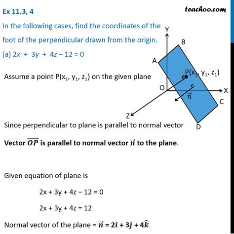 Question 4 (a) - Find the coordinates of foot of perpendicular drawn