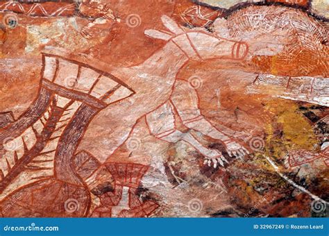 Aboriginal Rock Art Depicting Mimi Spirits At Nourlangie Rock Art Site In Kakadu National Park ...