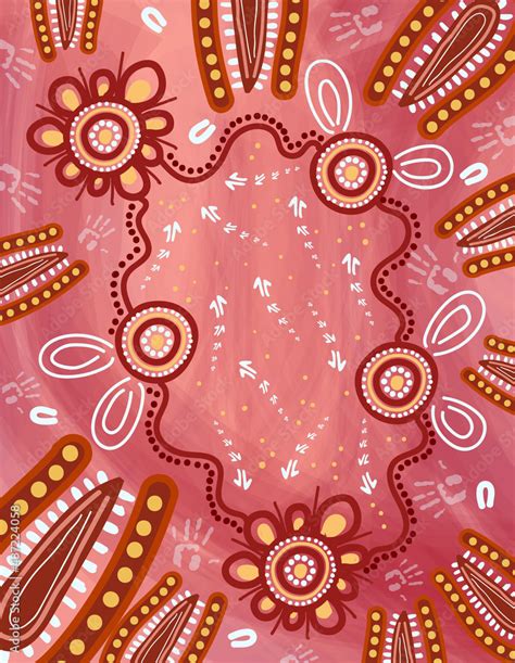 Pink aboriginal style of artwork Stock Vector | Adobe Stock