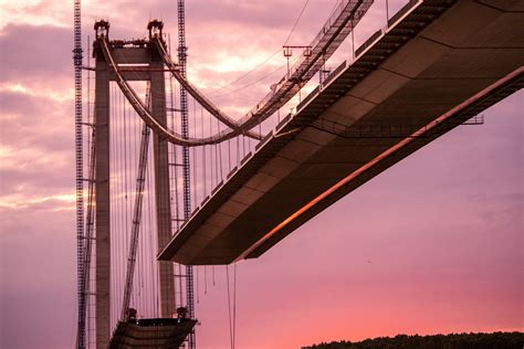 The Braila Bridge in Romania: the suspension bridge over the Danube ...