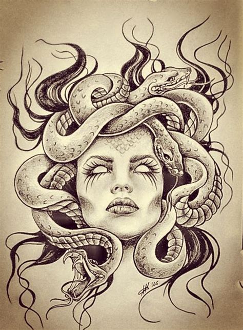 beautiful medusa head drawing - paintingheroforgeminiatures